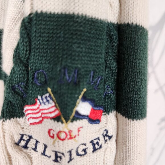 Tommy Hilfiger Golf VTG Colorblock Stripe Cable Knit Crewneck Sweater - Picture 3 of 8